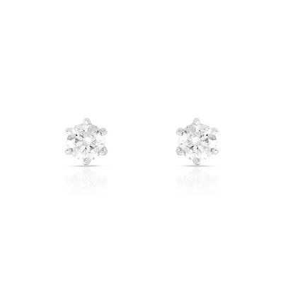 Boucles d'oreilles or 750 blanc diamants synthétiques 0.60 carat - vue 1