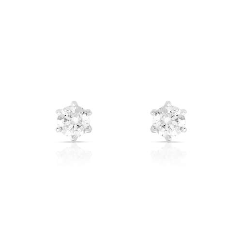 Boucles d'oreilles or 750 blanc diamants synthétiques 0.60 carat