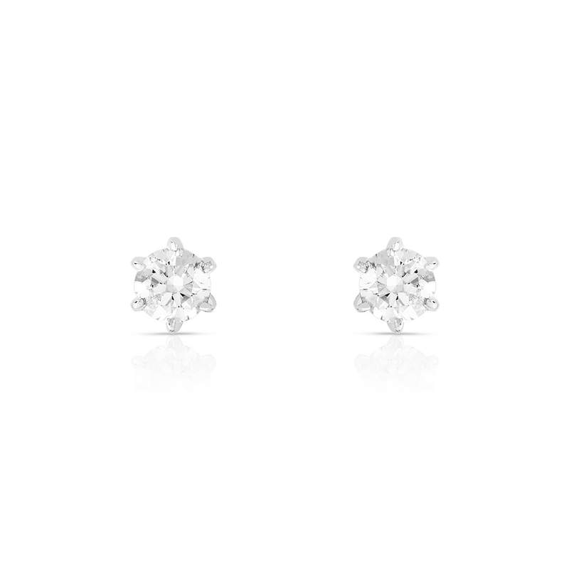 Boucles d'oreilles or 750 blanc diamants synthétiques 0.60 carat - vue 1