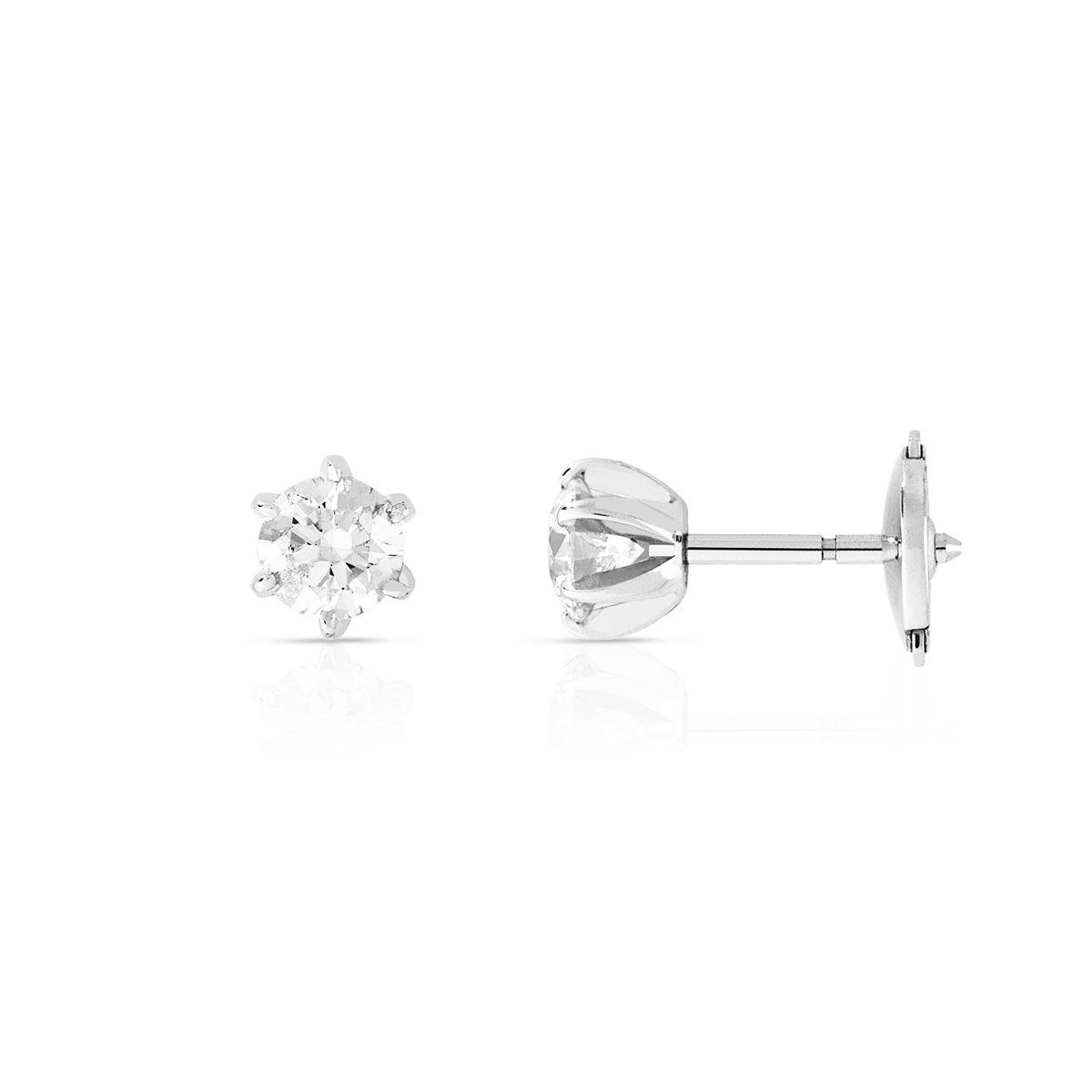Boucles d'oreilles or 750 blanc diamants synthétiques 0.60 carat - vue D1