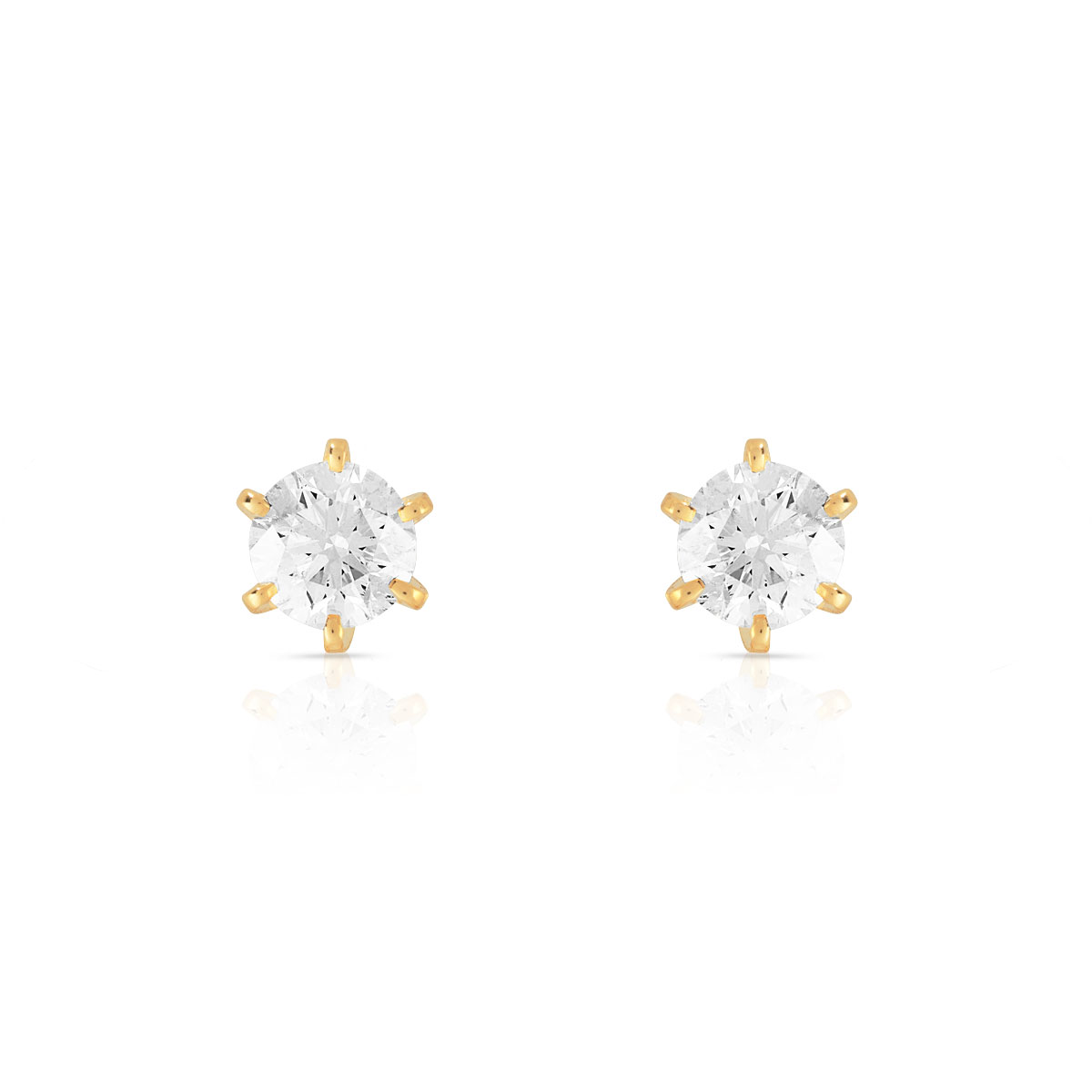 Boucles d'oreilles or 750 jaune diamants synthétiques 0.80 carat