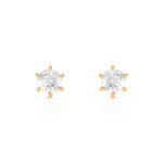 Boucles d'oreilles or 750 jaune diamants synthétiques 0.80 carat - vue 1