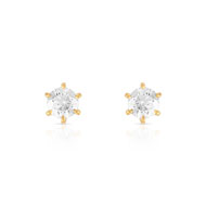 Boucles d'oreilles or 750 jaune diamants synthétiques 0.80 carat