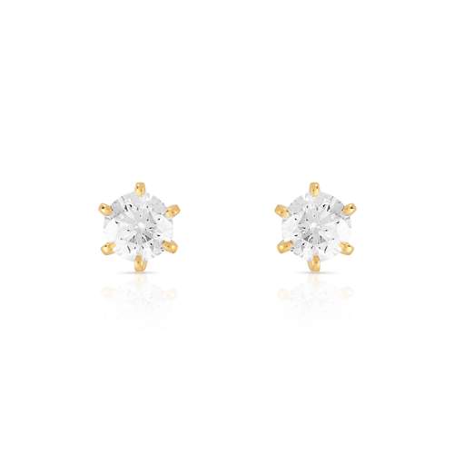 Boucles d'oreilles or 750 jaune diamants synthétiques 0.80 carat