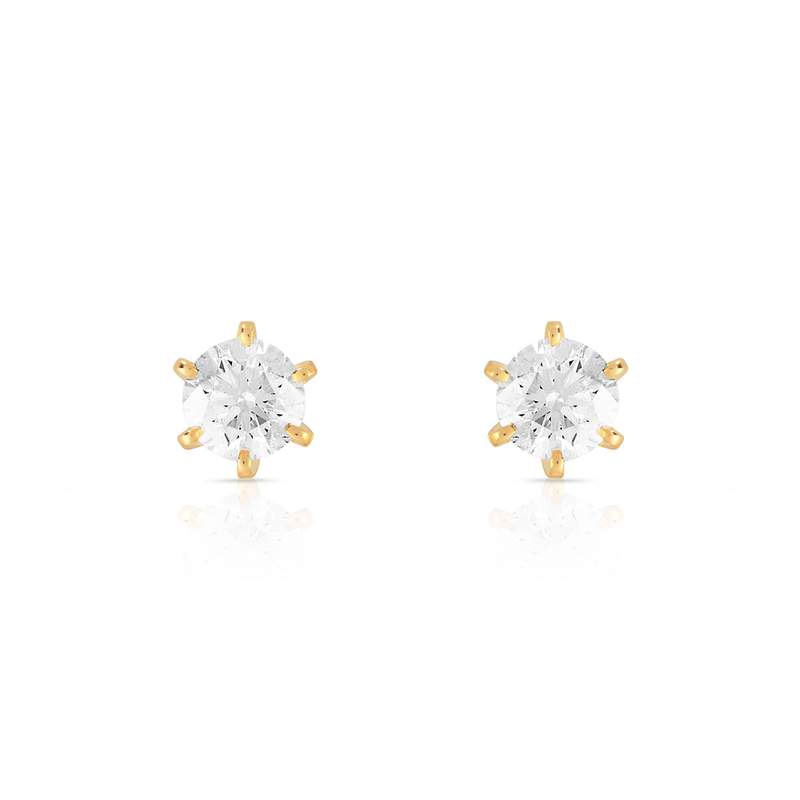 Boucles d'oreilles or 750 jaune diamants synthétiques 0.80 carat - vue 1