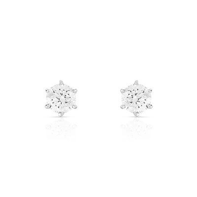 Boucles d'oreilles or 750 blanc diamants synthétiques 0.80 carat - vue 1