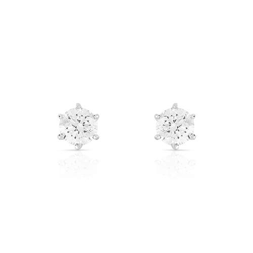 Boucles d'oreilles or 750 blanc diamants synthétiques 0.80 carat