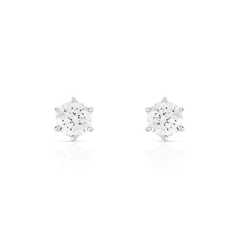 Boucles d'oreilles or 750 blanc diamants synthétiques 0.80 carat - vue 1