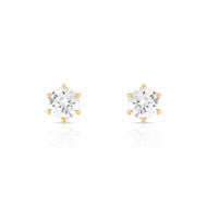 Boucles d'oreilles or 750 jaune diamants synthétiques 1 carat