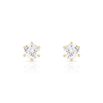 Boucles d'oreilles or 750 jaune diamants synthétiques 1 carat