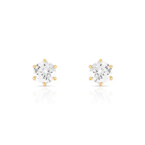 Boucles d'oreilles or 750 jaune diamants synthétiques 1 carat