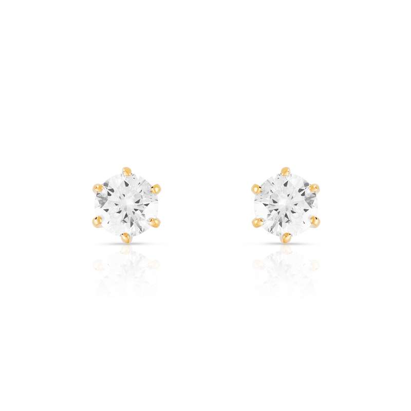 Boucles d'oreilles or 750 jaune diamants synthétiques 1 carat - vue 1