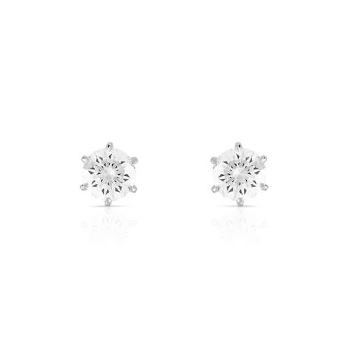 Boucles d'oreilles or 750 blanc diamants synthétiques 1 carat