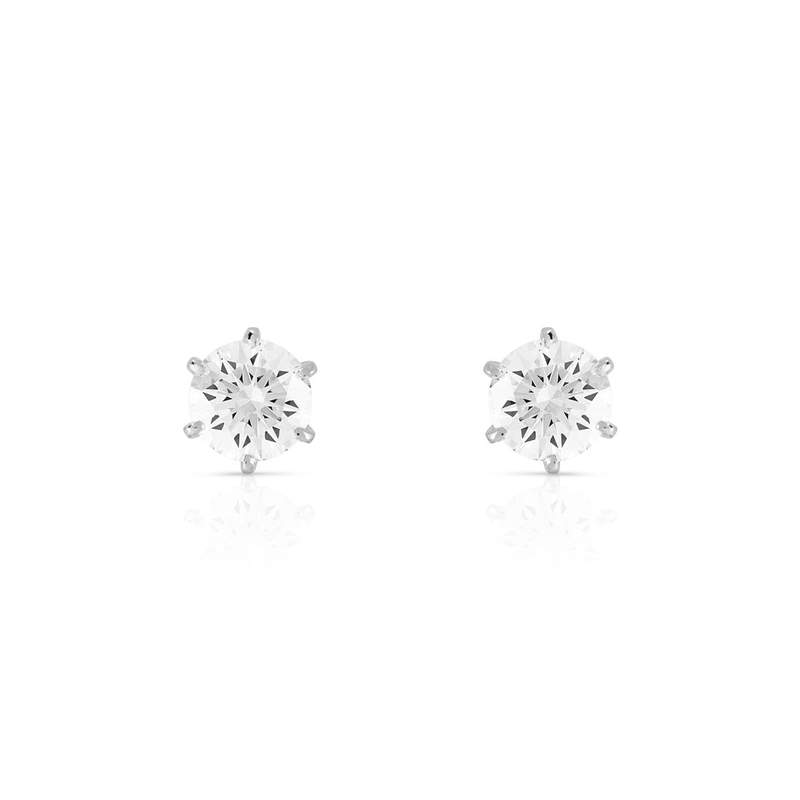 Boucles d'oreilles or 750 blanc diamants synthétiques 1 carat - vue 1
