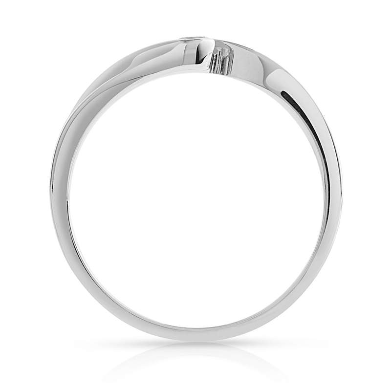 Bague solitaire or 750 blanc diamant synthétique 0.10 carat - vue 2