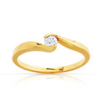 Bague solitaire or 750 jaune diamant synthétique 0.15 carat - vue 1