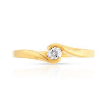 Bague solitaire or 750 jaune diamant synthétique 0.15 carat