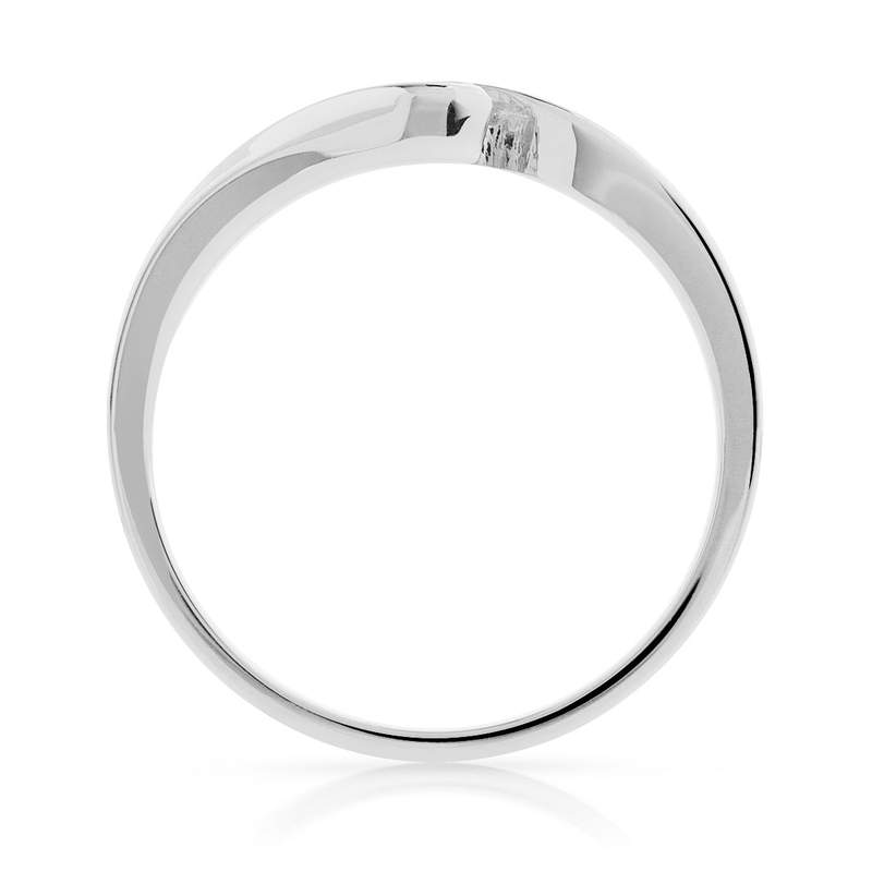 Bague solitaire or 750 blanc diamant synthétique 0.15 carat - vue 2