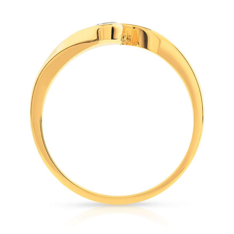 Bague solitaire or 750 jaune diamant synthétique 0.20 carat - vue 2