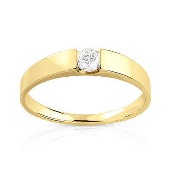 Solitaire or 750 jaune diamant synthétique 0,15 carat