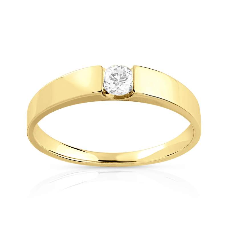 Solitaire or 750 jaune diamant synthétique 0,15 carat - vue 1