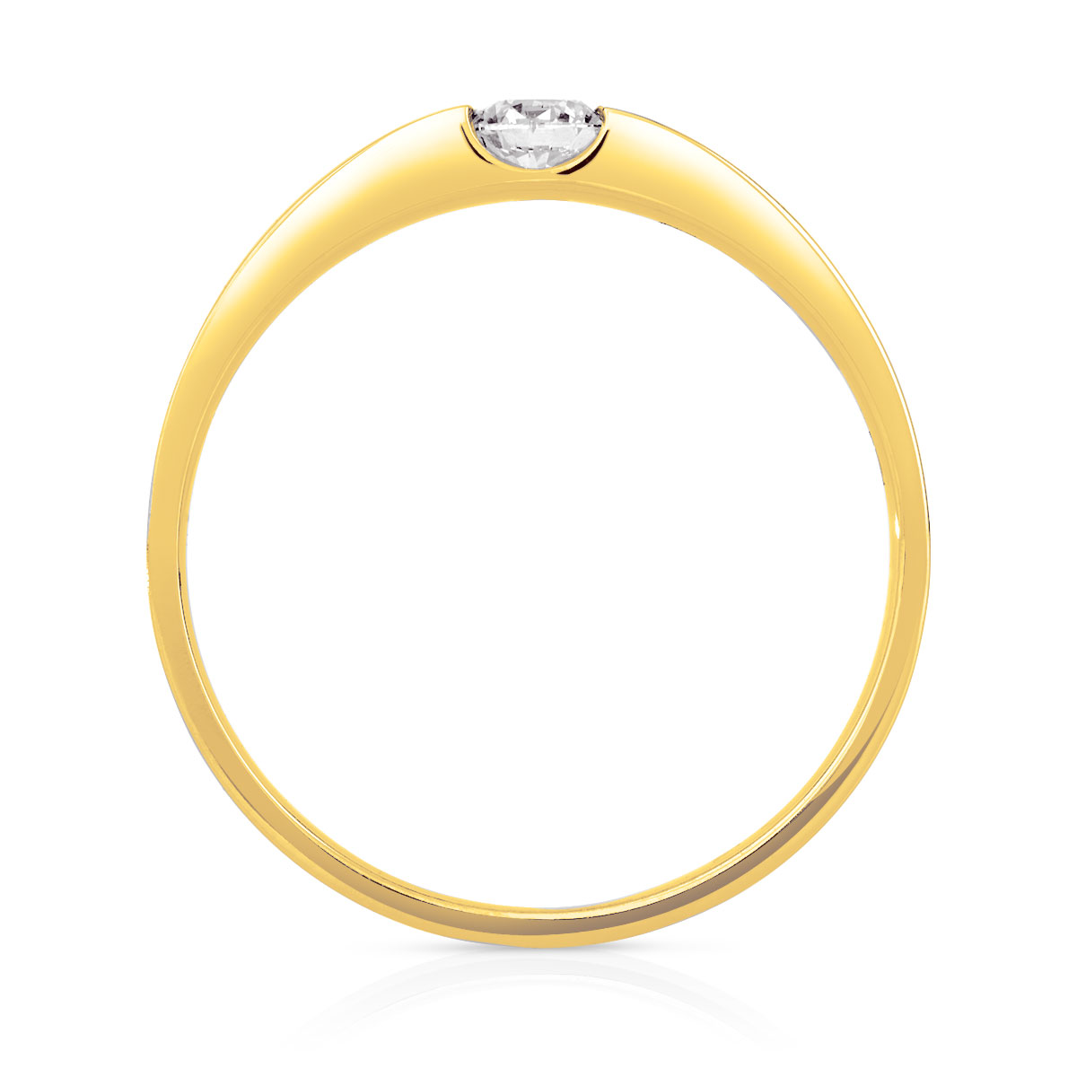 Solitaire or 750 jaune diamant synthétique 0,15 carat - vue 2