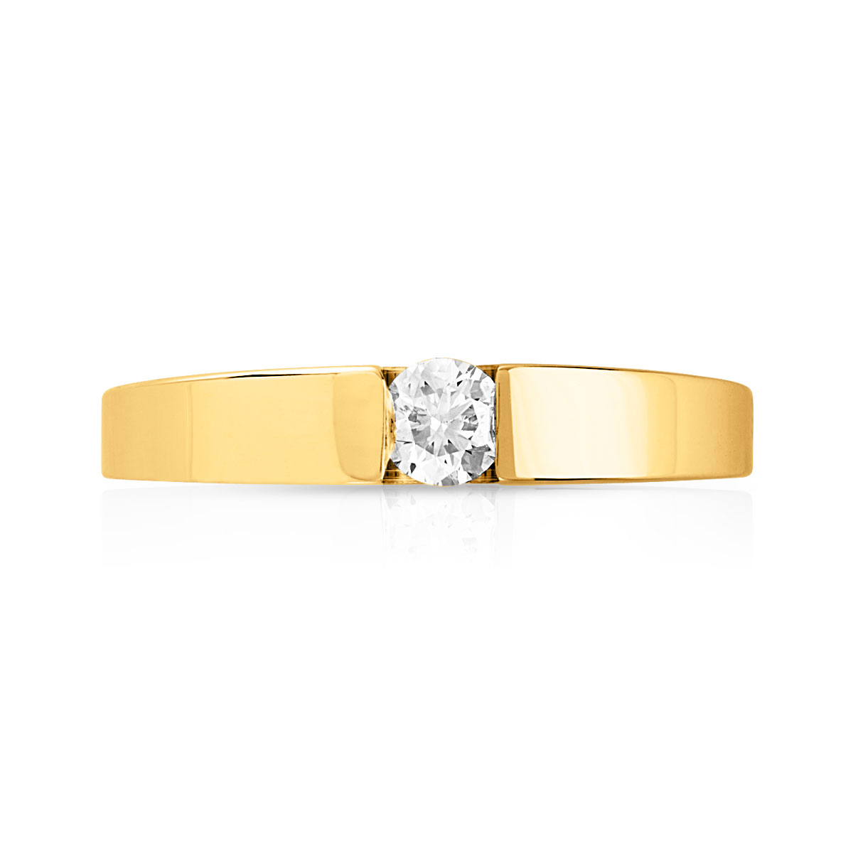 Solitaire or 750 jaune diamant synthétique 0,15 carat - vue 3