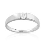 Bague solitaire or 750 blanc diamant synthétique 0.15 carat - vue 1