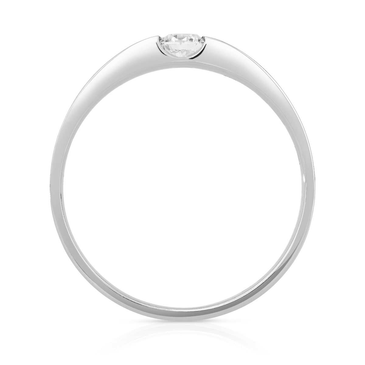 Bague solitaire or 750 blanc diamant synthétique 0.15 carat - vue 2
