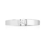 Bague solitaire or 750 blanc diamant synthétique 0.15 carat - vue 3