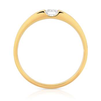 Bague solitaire or 750 jaune diamant synthétique 0.20 carat