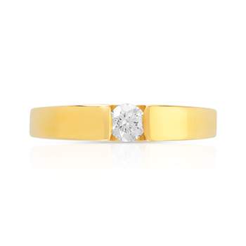 Bague solitaire or 750 jaune diamant synthétique 0.20 carat