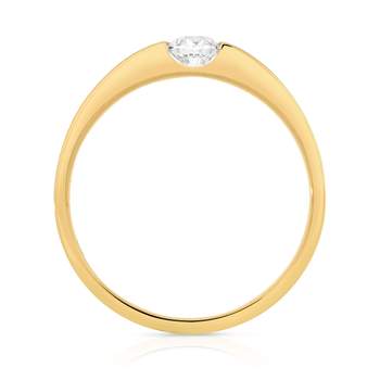 Bague solitaire or 750 jaune diamant synthétique 0.25 carat