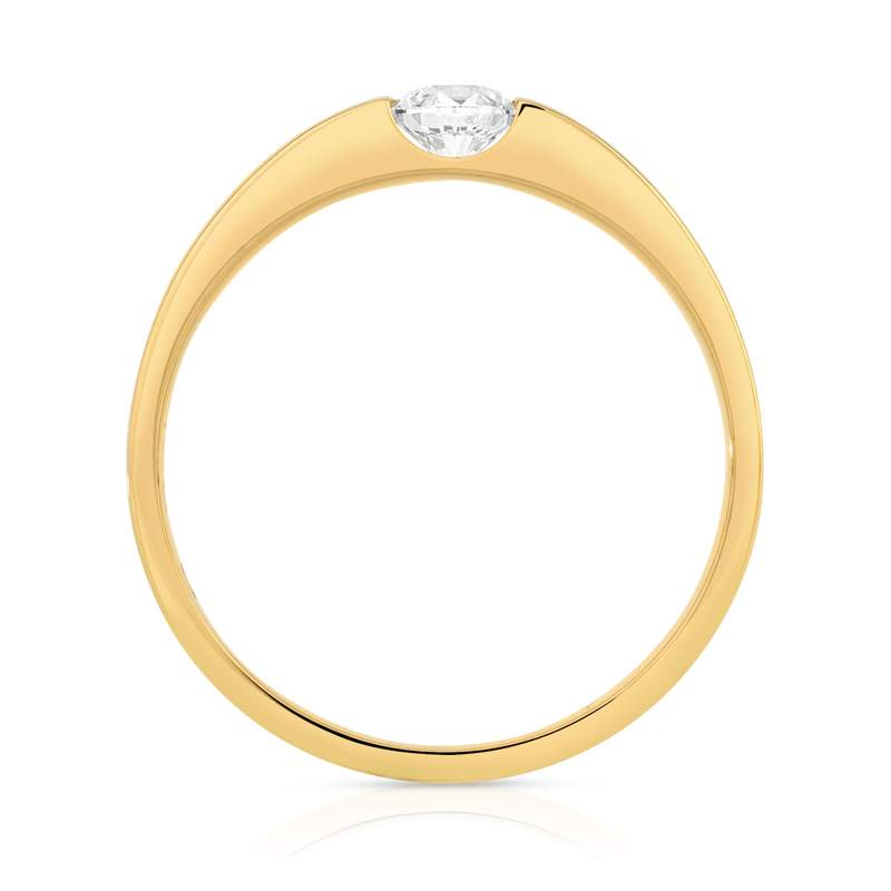 Bague solitaire or 750 jaune diamant synthétique 0.25 carat - vue 2