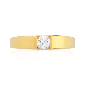 Bague solitaire or 750 jaune diamant synthétique 0.25 carat