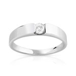 Bague solitaire or 750 blanc diamant synthétique 0.20 carat - vue 1