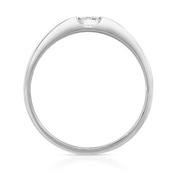 Bague solitaire or 750 blanc diamant synthétique 0.20 carat