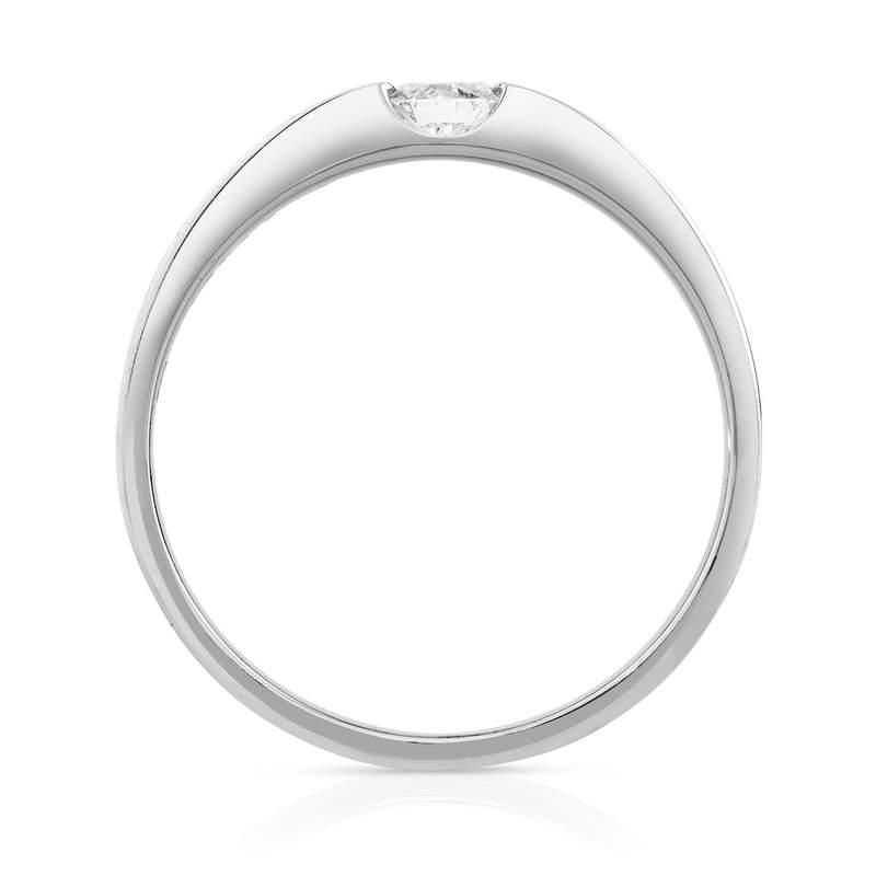 Bague solitaire or 750 blanc diamant synthétique 0.20 carat - vue 2
