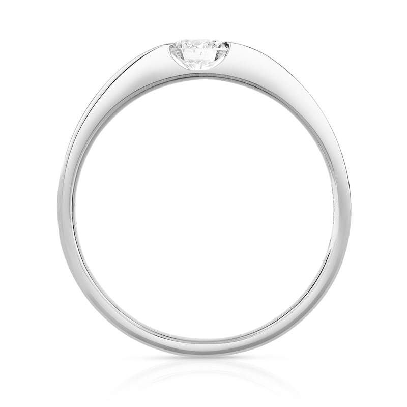 Bague solitaire or 750 blanc diamant synthétique 0.25 carat - vue 2