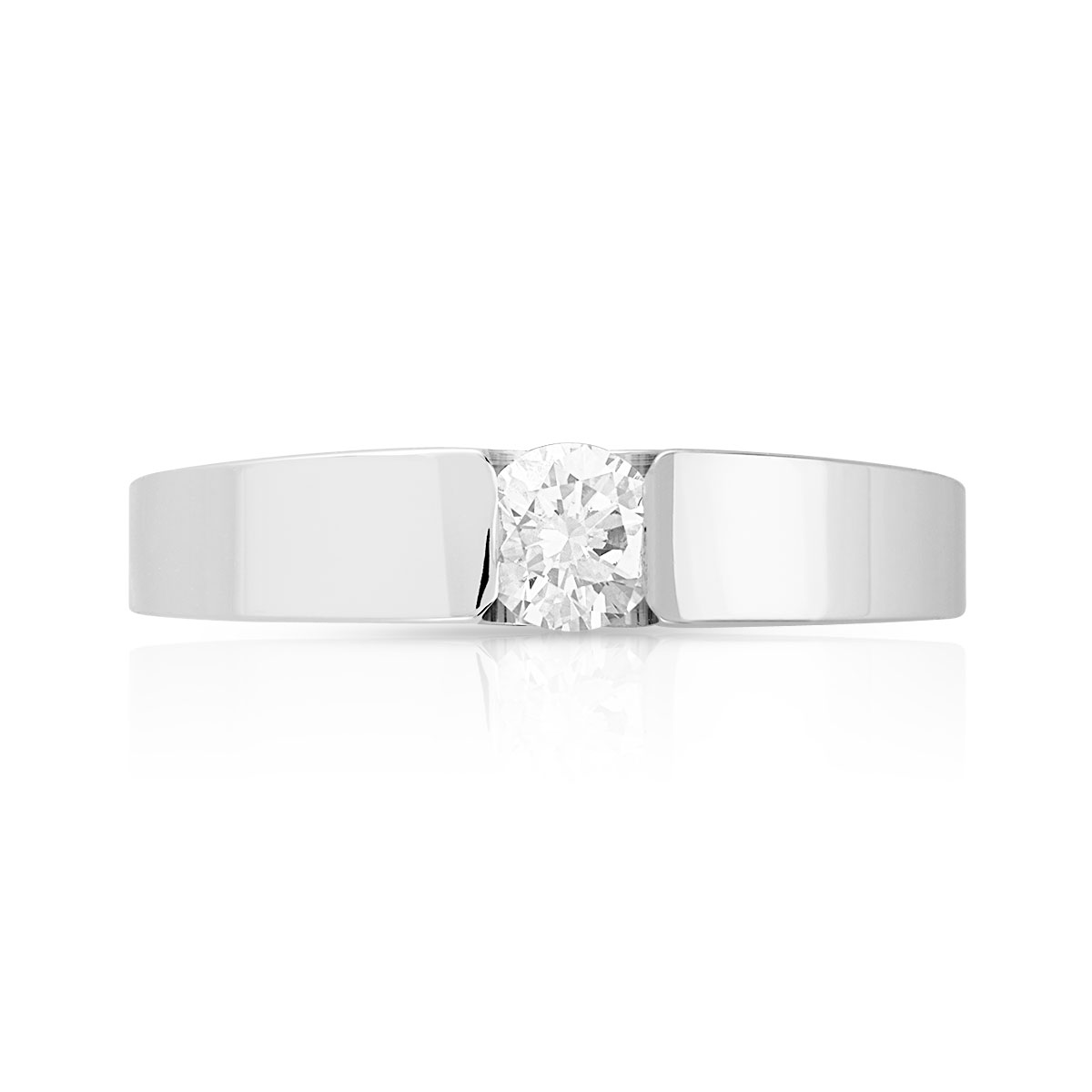 Bague solitaire or 750 blanc diamant synthétique 0.25 carat - vue 3