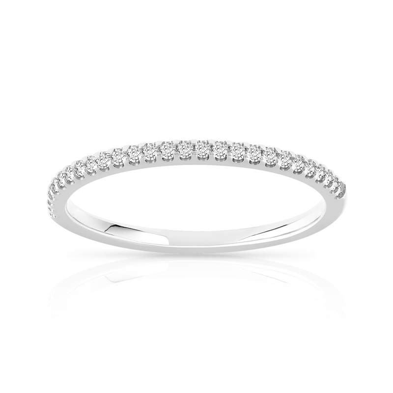 Alliance demi-tour or 750 blanc diamants synthetique 0.15 carat - vue 1