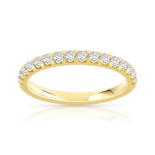 Trouwring in 750 geelgoud met synthetische diamanten 0,50 karaat