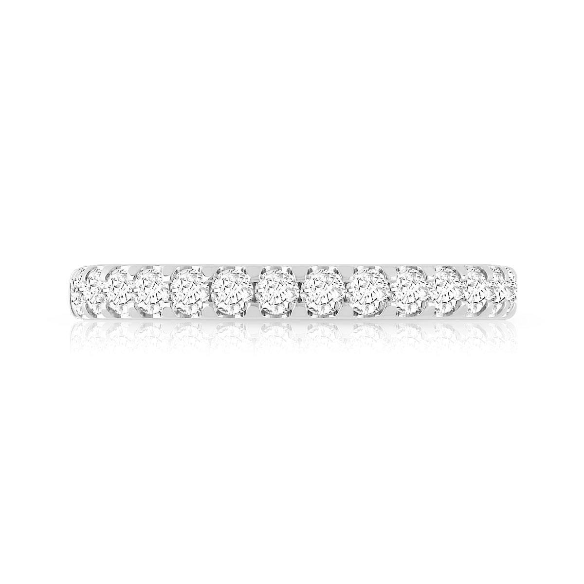 Alliance demi-T or 750 blanc diamants synthétiques 0.50 carat - vue 3