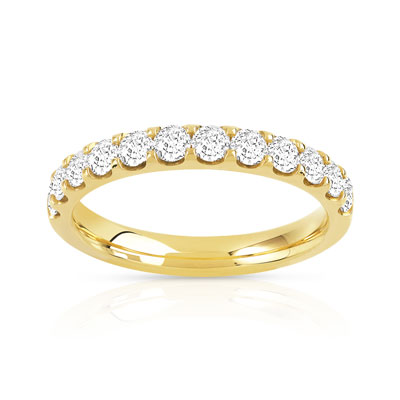 Alliance demi-tour or 750 jaune diamants synthétiques 0.75 ct.