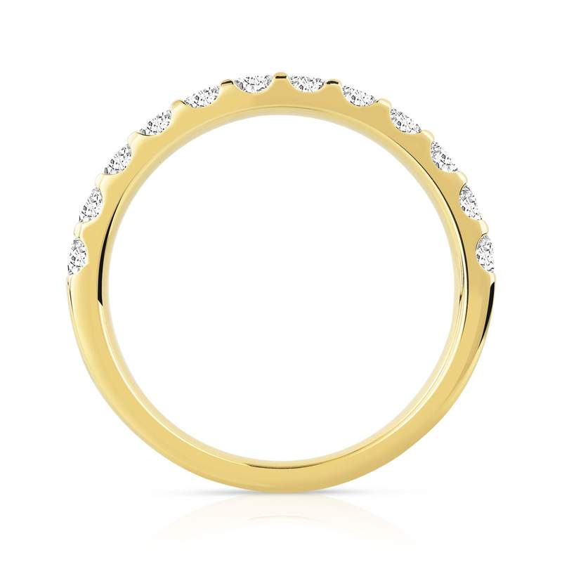 Alliance demi-tour or 750 jaune diamants synthétiques 0.75 ct. - vue 2