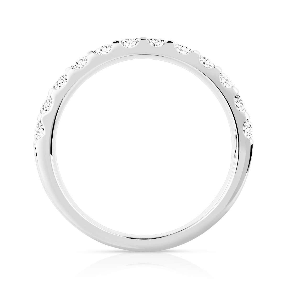 Alliance demi-T or 750 blanc diamants synthétiques 0.75 carat - vue 2