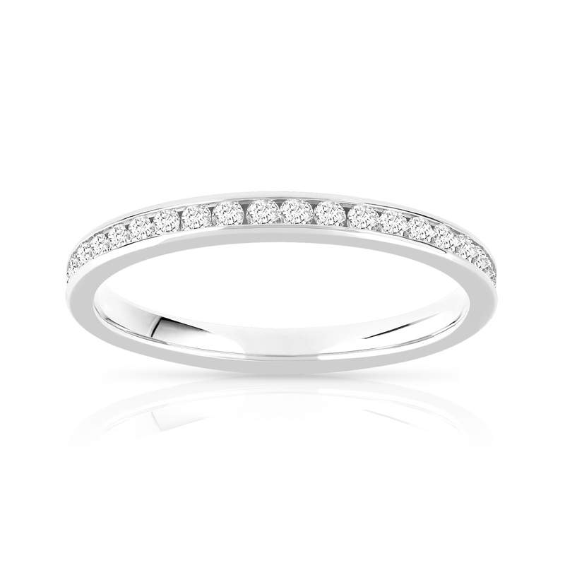 Alliance or 750 blanc diamants synthétiques 0.50 ct 2 mm - vue 1