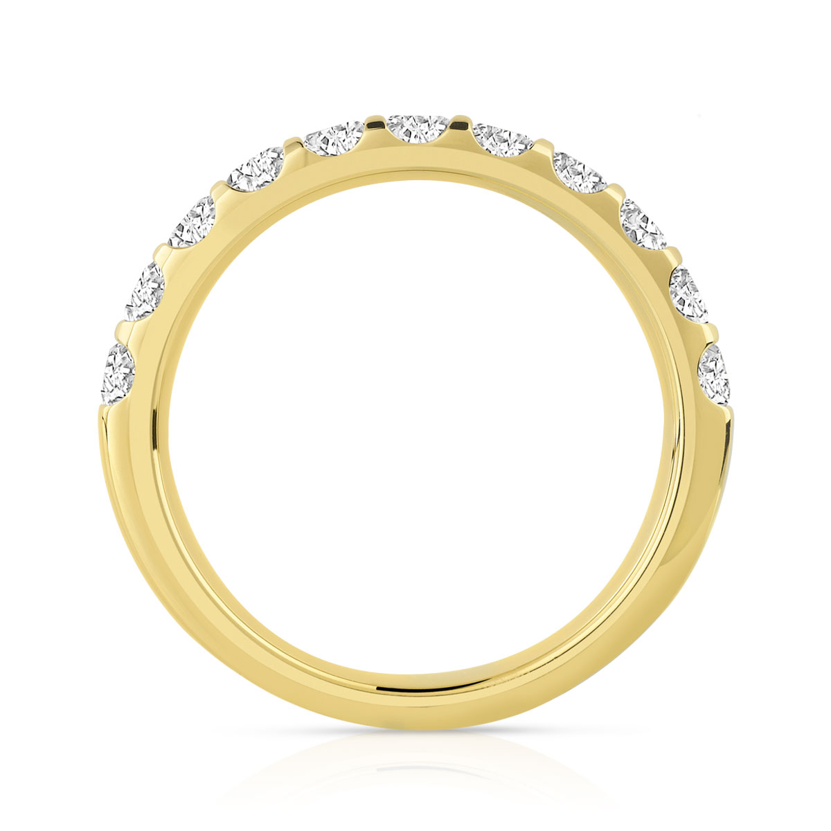 Alliance demi-tour or 750 jaune diamants synthétiques 1 ct. - vue 2