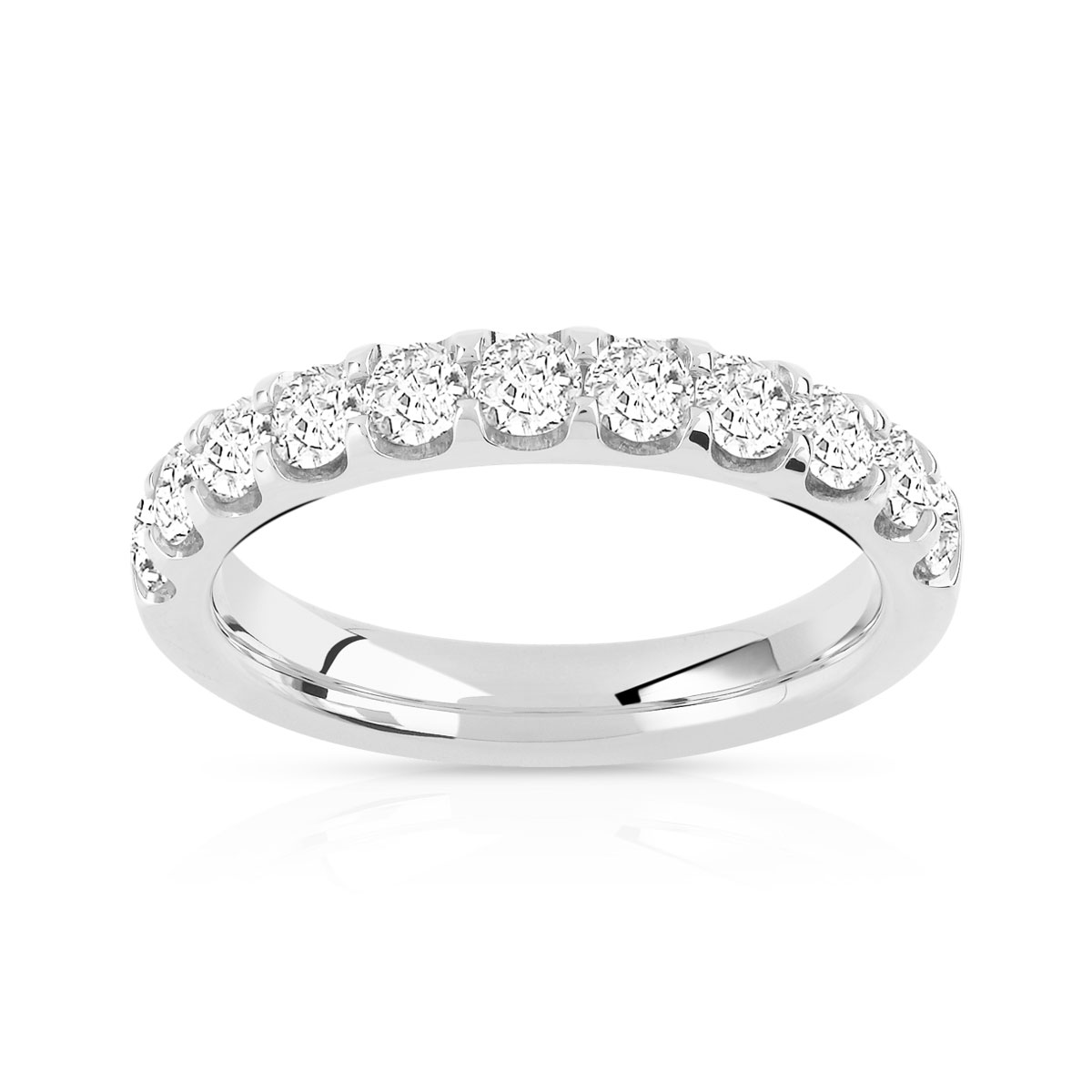 Alliance demi-tour or 750 blanc diamants synthétiques 1 ct.