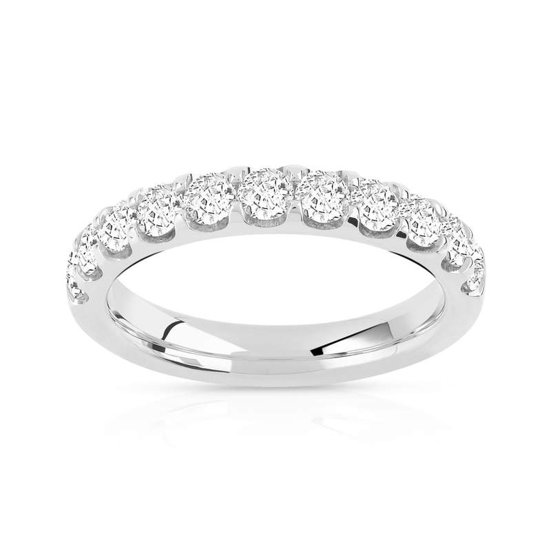 Alliance demi-tour or 750 blanc diamants synthétiques 1 ct. - vue 1